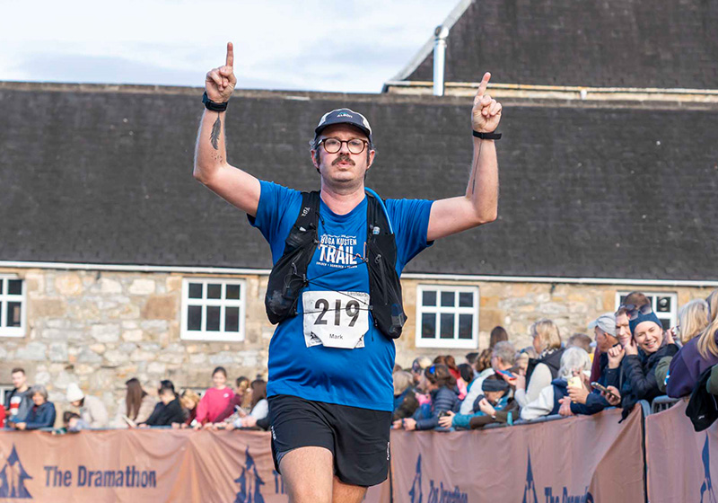 Artikelförfattaren Mark Jennings vid målgången.