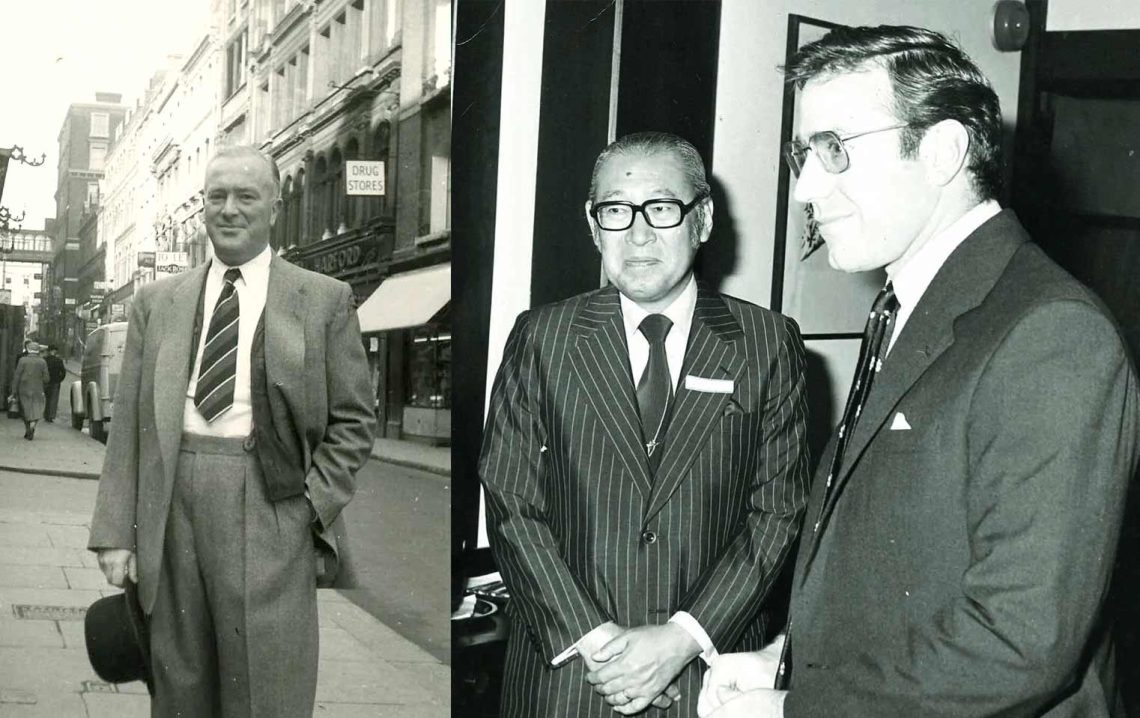 Whisky broker Stanley P. Morrison köpte Bowmore 1963, som 1994 togs över av japanska Suntory. Till höger ett möte mellan Suntorys Keizo Saji och sonen Brian Morrison.